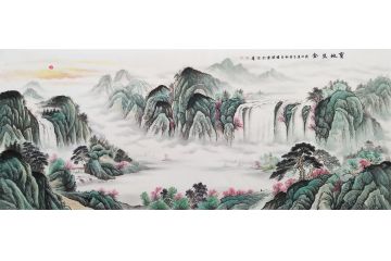 聚宝盆山水画 李国胜新品流水生财《宝地生金》