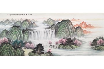 流水生财山水画 李国胜新品创作国画《源远流长》