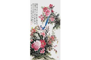 70余岁高龄画家石开新品《桃时杏日不争浓》