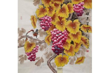餐厅装饰画 王一容老师小品葡萄图《硕果丰登》