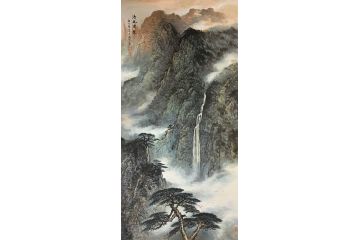 王德生国画四尺竖幅山水画作品《清风流泉》