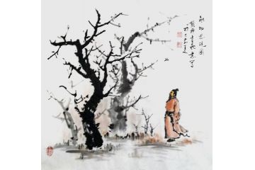 书房装饰画 闫永新斗方画《触物思亲图》