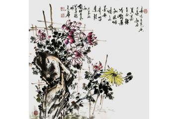 书房装饰画 闫永新最新力作斗方画《春过百花香》