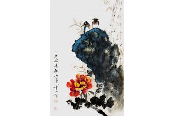 走廊装饰画 闫永新四尺竖幅作品《共度春秋》