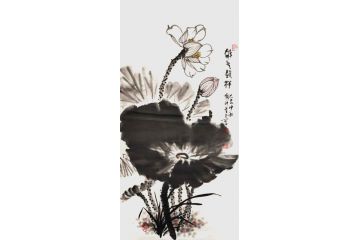 玄关装饰画 闫永新荷花图《和气致祥》