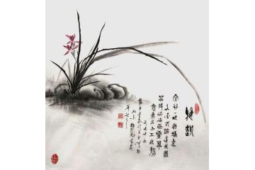 茶楼装饰画 斗方花鸟画 闫永新作品《雅趣》