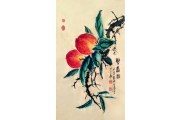 闫永新老师佳作推荐延年益寿《双寿图》