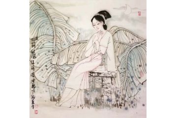 张思俭工笔人物画《绿茵清风佳丽图》