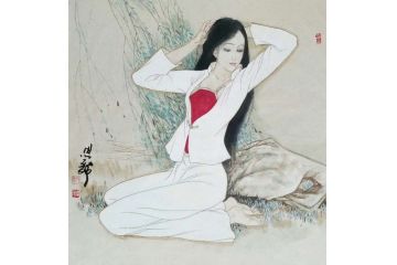 新品工笔人物 张思俭国画人物《穷款》