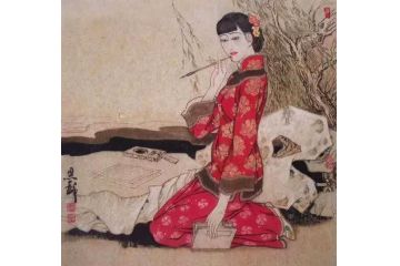 张思俭工笔人物画《穷款》