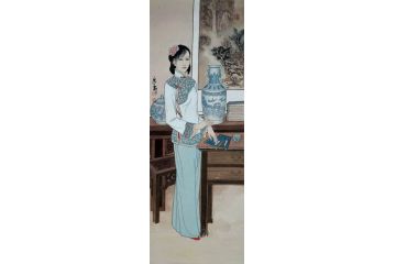 美女画 张思俭工笔人物《穷款》