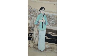 新品工笔人物 张思俭国画人物《穷款》