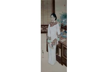 美女画 张思俭工笔人物《穷款》