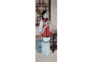 张思俭工笔人物画《穷款》