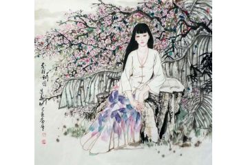 新品工笔人物 张思俭国画人物《香到南国》
