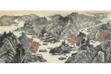 王绍德新品国画山水画《苍江千里一帆顺》
