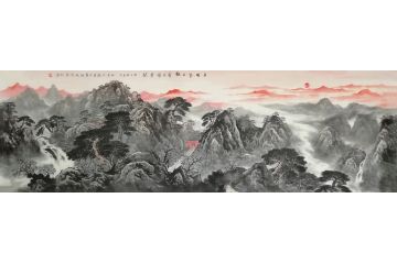 王绍德新品国画山水画《平明登日观》