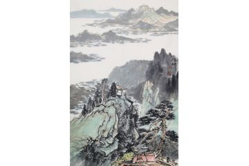 李俊柯三尺竖幅写意山水画《穷款》
