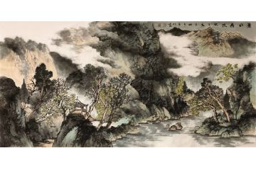 李俊柯新品国画山水画《碧水长流》
