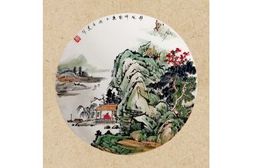 王应杰新品力作青绿山水画《静观听风》