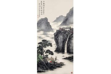 霖青精品仿古山水画《不做俗客虚度日，莫负红尘好时光》