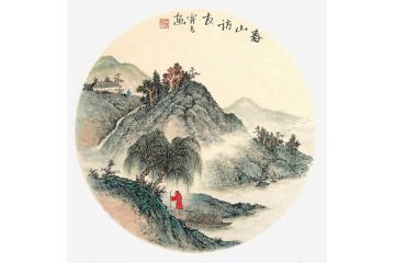 霖青新品仿古山水画力作《春山访友》