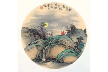 仿古山水画名家霖青精品《何处春江无月明》