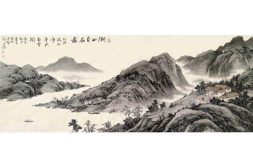 霖青新品仿古山水画力作《湖山自在图》