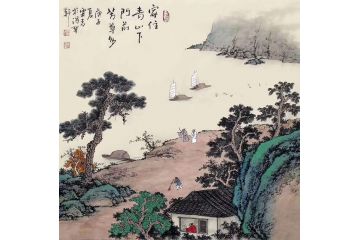 仿古山水画名家霖青精品《家住青山下》