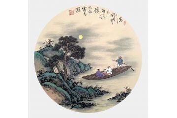 霖青新品仿古山水画力作《清风明月可抒怀》
