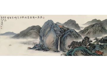 霖青新品仿古山水画力作《清居山野远尘俗，共与青峰恋白云》