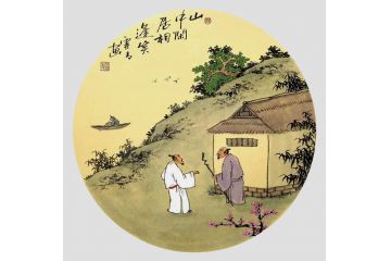 霖青新品仿古山水画力作《山中闲居相逢笑》