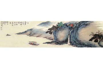 霖青新品仿古山水画力作《水碧山青堪醉客》