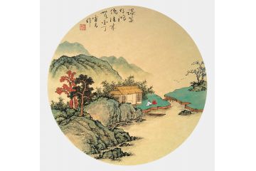 仿古山水画名家霖青精品《谈笑乃鸿儒》