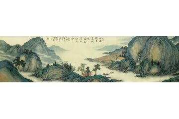 仿古山水画名家霖青精品《相逢问君居何处》