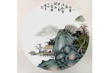 古法山水名家霖青新品《一方草庐深幽处》