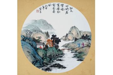 仿古山水画名家霖青精品《知足四时居乐境》