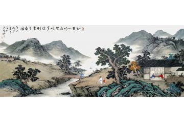 霖青新品仿古山水画力作《知足四时居乐境》