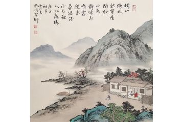 古法山水名家霖青新品现货《依山傍水》