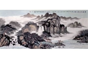 黄成峰六尺横幅山水画新品力作《清泉出山涧》
