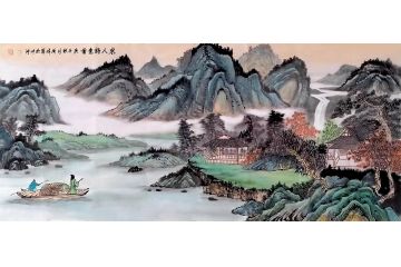 黄成峰六尺横幅山水画新品力作《宋人诗意图》