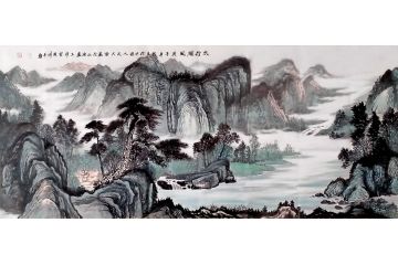 现代实力派画家黄成峰六尺横幅山水画《太行雄风》
