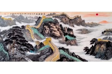 现代实力派画家黄成峰六尺横幅山水画《长城雄风》