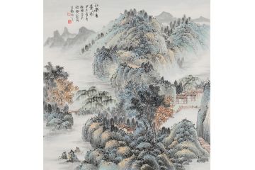 名家书画 中美协会员林树昭山水画《江南春景图》