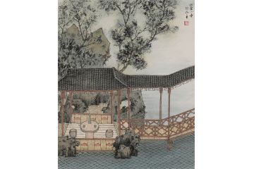 名家书画 中美协会员林树昭山水画《江南小景》