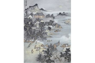 中美协会员林树昭山水画新品《揭阳古八景——南浦渔歌》