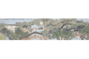 名家书画 中美协会员林树昭山水画《名园一角》