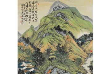 名家书画 中美协会员林树昭山水画《青绿山水》