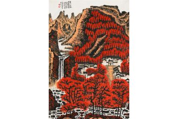 名家书画 中美协会员林树昭山水画《万山红遍》