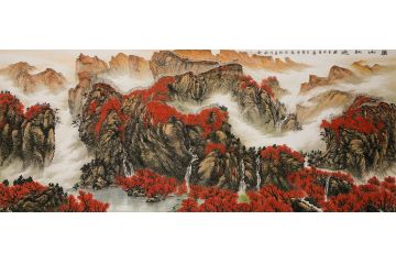 中美协会员林树昭山水画新品《万山红遍》
